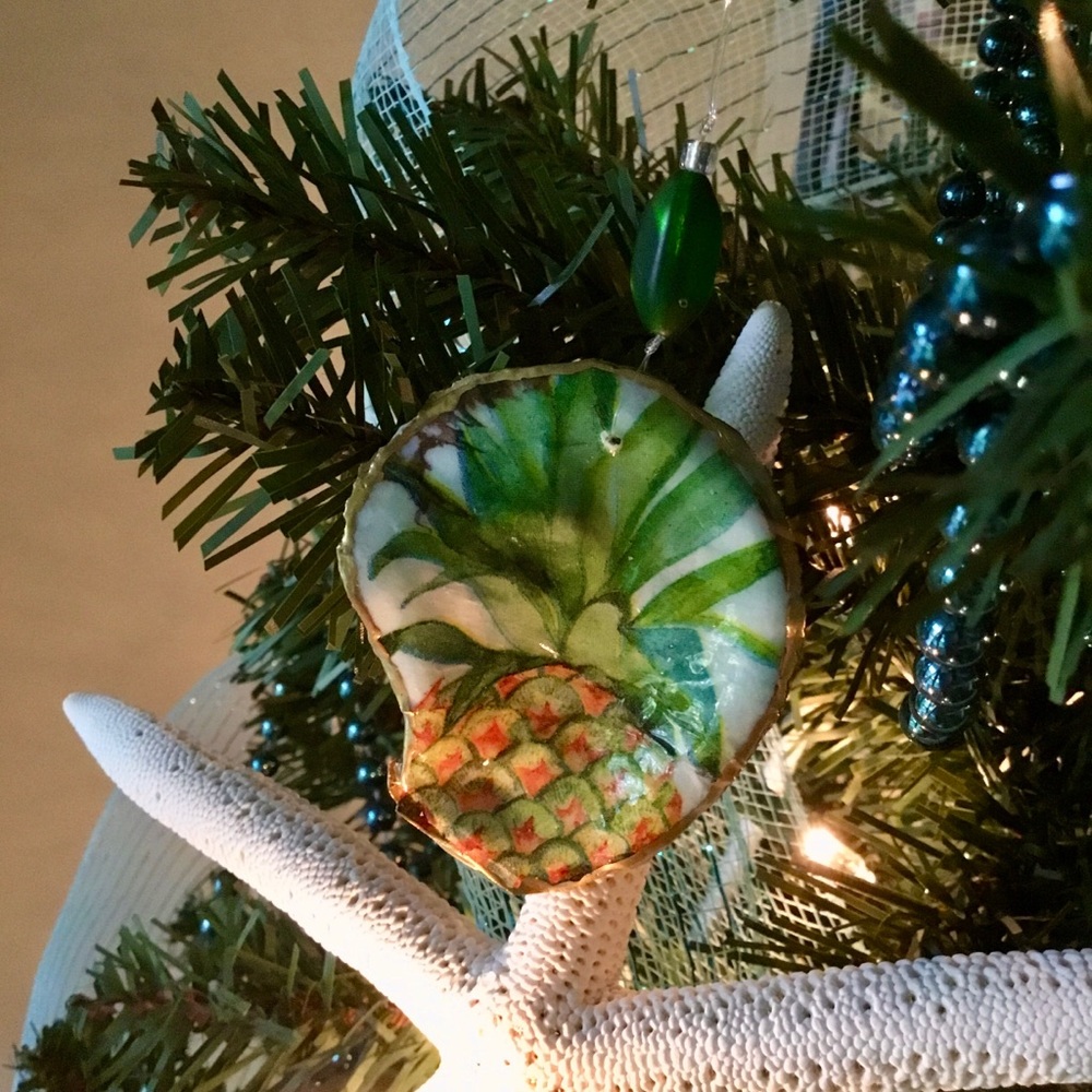 Pineapple Handmade Oyster ornament, glossy finish
